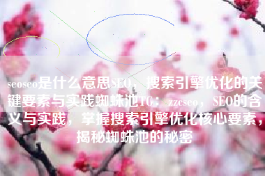seoseo是什么意思SEO，搜索引擎优化的关键要素与实践蜘蛛池TG：zzcseo，SEO的含义与实践，掌握搜索引擎优化核心要素，揭秘蜘蛛池的秘密
