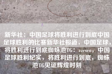 新华社：中国足球将胜利进行到底中国足球胜利的比赛新华社报道，中国足球，将胜利进行到底蜘蛛池TG：zzcseo，中国足球胜利纪实，将胜利进行到底，蜘蛛池TG见证辉煌时刻
