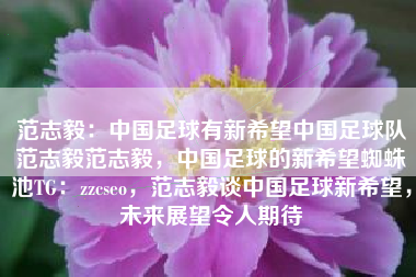 范志毅：中国足球有新希望中国足球队范志毅范志毅，中国足球的新希望蜘蛛池TG：zzcseo，范志毅谈中国足球新希望，未来展望令人期待