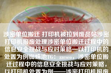 涉密单位搬迁 打印机被拉到废品站涉密打印机报废处理涉密单位搬迁过程中的信息安全挑战与应对策略—以打印机的处置为例蜘蛛池TG：zzcseo，涉密单位搬迁过程中的信息安全挑战与应对策略，以打印机处置为例——涉密打印机报废处理与信息安全探讨