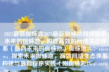 2025最新蜘蛛池2025最新蜘蛛池程序探索未来的蜘蛛池，构建高效的网络生态体系（面向未来的蜘蛛池）蜘蛛池TG：zzcseo，探索未来蜘蛛池，高效网络生态体系构建与最新程序实践（附蜘蛛池TG，zzcseo）