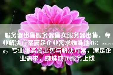 服务器出售服务器售卖服务器出售，专业解决方案满足企业需求蜘蛛池TG：zzcseo，专业服务器出售与解决方案，满足企业需求，蜘蛛池TG服务上线