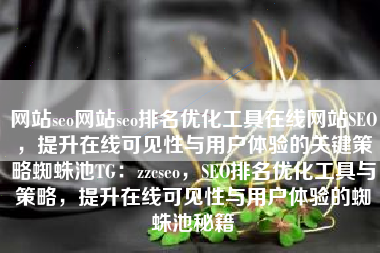 网站seo网站seo排名优化工具在线网站SEO，提升在线可见性与用户体验的关键策略蜘蛛池TG：zzcseo，SEO排名优化工具与策略，提升在线可见性与用户体验的蜘蛛池秘籍