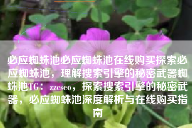 必应蜘蛛池必应蜘蛛池在线购买探索必应蜘蛛池，理解搜索引擎的秘密武器蜘蛛池TG：zzcseo，探索搜索引擎的秘密武器，必应蜘蛛池深度解析与在线购买指南