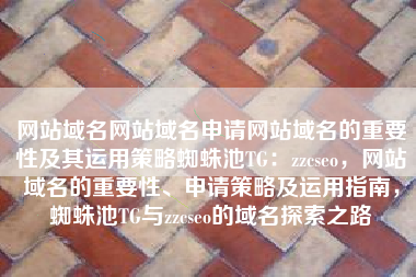 网站域名网站域名申请网站域名的重要性及其运用策略蜘蛛池TG：zzcseo，网站域名的重要性、申请策略及运用指南，蜘蛛池TG与zzcseo的域名探索之路