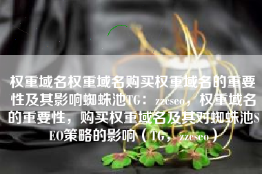 权重域名权重域名购买权重域名的重要性及其影响蜘蛛池TG：zzcseo，权重域名的重要性，购买权重域名及其对蜘蛛池SEO策略的影响（TG，zzcseo）