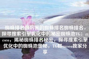 蜘蛛排名最厉害的蜘蛛排名蜘蛛排名，探寻搜索引擎优化中的秘密蜘蛛池TG：zzcseo，揭秘蜘蛛排名秘密，探寻搜索引擎优化中的蜘蛛池奥秘，TG群zzcseo独家分享