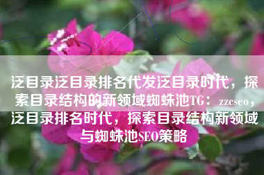 泛目录泛目录排名代发泛目录时代，探索目录结构的新领域蜘蛛池TG：zzcseo，泛目录排名时代，探索目录结构新领域与蜘蛛池SEO策略