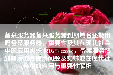 备案服务器备案服务器到期域名还能用吗备案服务器，重要性及其在现代社会中的应用蜘蛛池TG：zzcseo，备案服务器到期后域名使用问题及蜘蛛池在现代社会中的应用与重要性解析