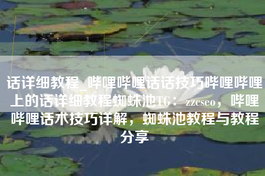 话详细教程_哔哩哔哩话话技巧哔哩哔哩上的话详细教程蜘蛛池TG：zzcseo，哔哩哔哩话术技巧详解，蜘蛛池教程与教程分享