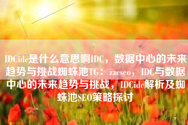 IDCidc是什么意思啊IDC，数据中心的未来趋势与挑战蜘蛛池TG：zzcseo，IDC与数据中心的未来趋势与挑战，IDCidc解析及蜘蛛池SEO策略探讨