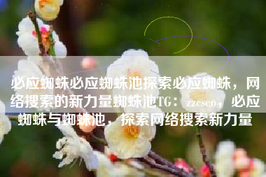 必应蜘蛛必应蜘蛛池探索必应蜘蛛，网络搜索的新力量蜘蛛池TG：zzcseo，必应蜘蛛与蜘蛛池，探索网络搜索新力量