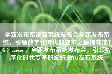 全新发布系统新系统发布会全新发布系统，引领数字化时代的变革之道蜘蛛池TG：zzcseo，全新发布系统发布会，引领数字化时代变革的蜘蛛池TG发布系统