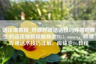 话详细教程_哔哩哔哩话话技巧哔哩哔哩上的话详细教程蜘蛛池TG：zzcseo，哔哩哔哩话术技巧详解，蜘蛛池TG教程