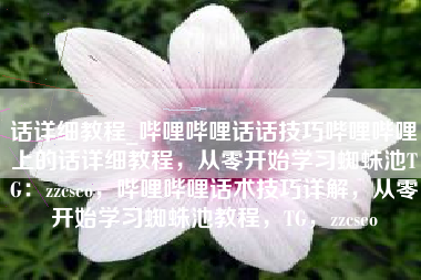 话详细教程_哔哩哔哩话话技巧哔哩哔哩上的话详细教程，从零开始学习蜘蛛池TG：zzcseo，哔哩哔哩话术技巧详解，从零开始学习蜘蛛池教程，TG，zzcseo