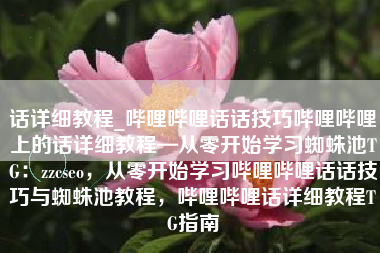 话详细教程_哔哩哔哩话话技巧哔哩哔哩上的话详细教程—从零开始学习蜘蛛池TG：zzcseo，从零开始学习哔哩哔哩话话技巧与蜘蛛池教程，哔哩哔哩话详细教程TG指南