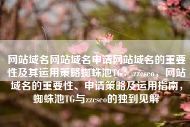 网站域名网站域名申请网站域名的重要性及其运用策略蜘蛛池TG：zzcseo，网站域名的重要性、申请策略及运用指南，蜘蛛池TG与zzcseo的独到见解