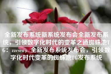 全新发布系统新系统发布会全新发布系统，引领数字化时代的变革之道蜘蛛池TG：zzcseo，全新发布系统发布会，引领数字化时代变革的蜘蛛池TG发布系统