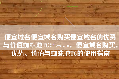 便宜域名便宜域名购买便宜域名的优势与价值蜘蛛池TG：zzcseo，便宜域名购买，优势、价值与蜘蛛池TG的使用指南