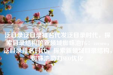 泛目录泛目录排名代发泛目录时代，探索目录结构的新领域蜘蛛池TG：zzcseo，泛目录排名时代，探索新领域目录结构，蜘蛛池助力SEO优化