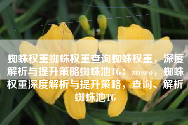 蜘蛛权重蜘蛛权重查询蜘蛛权重，深度解析与提升策略蜘蛛池TG：zzcseo，蜘蛛权重深度解析与提升策略，查询、解析蜘蛛池TG