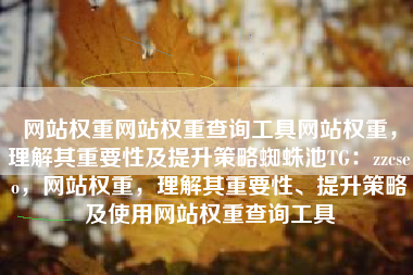 网站权重网站权重查询工具网站权重，理解其重要性及提升策略蜘蛛池TG：zzcseo，网站权重，理解其重要性、提升策略及使用网站权重查询工具