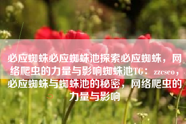 必应蜘蛛必应蜘蛛池探索必应蜘蛛，网络爬虫的力量与影响蜘蛛池TG：zzcseo，必应蜘蛛与蜘蛛池的秘密，网络爬虫的力量与影响