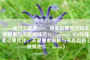 seoseo是什么意思SEO，搜索引擎优化的关键要素与实践蜘蛛池TG：zzcseo，SEO与搜索引擎优化，关键要素解析与实践指南（蜘蛛池TG，zzcseo）