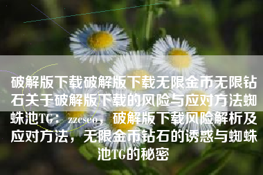 破解版下载破解版下载无限金币无限钻石关于破解版下载的风险与应对方法蜘蛛池TG：zzcseo，破解版下载风险解析及应对方法，无限金币钻石的诱惑与蜘蛛池TG的秘密