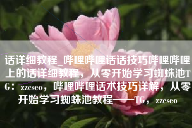 话详细教程_哔哩哔哩话话技巧哔哩哔哩上的话详细教程，从零开始学习蜘蛛池TG：zzcseo，哔哩哔哩话术技巧详解，从零开始学习蜘蛛池教程——TG，zzcseo