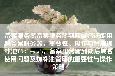 备案服务器备案服务器到期域名还能用吗备案服务器，重要性、操作与管理蜘蛛池TG：zzcseo，备案服务器到期后域名使用问题及蜘蛛池管理的重要性与操作策略