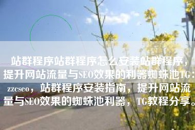站群程序站群程序怎么安装站群程序，提升网站流量与SEO效果的利器蜘蛛池TG：zzcseo，站群程序安装指南，提升网站流量与SEO效果的蜘蛛池利器，TG教程分享。