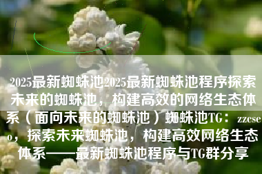 2025最新蜘蛛池2025最新蜘蛛池程序探索未来的蜘蛛池，构建高效的网络生态体系（面向未来的蜘蛛池）蜘蛛池TG：zzcseo，探索未来蜘蛛池，构建高效网络生态体系——最新蜘蛛池程序与TG群分享