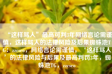 “这样骂人”最高可判3年网络言论需谨慎，这样骂人的法律风险及后果蜘蛛池TG：zzcseo，网络言论需谨慎，‘这样骂人’的法律风险与后果及最高判罚3年，蜘蛛池TG，zzcseo