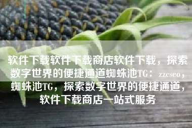 软件下载软件下载商店软件下载，探索数字世界的便捷通道蜘蛛池TG：zzcseo，蜘蛛池TG，探索数字世界的便捷通道，软件下载商店一站式服务