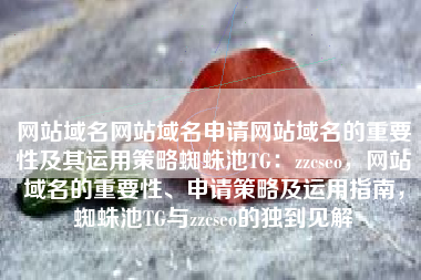 网站域名网站域名申请网站域名的重要性及其运用策略蜘蛛池TG：zzcseo，网站域名的重要性、申请策略及运用指南，蜘蛛池TG与zzcseo的独到见解