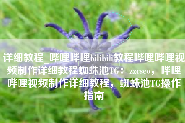 详细教程_哔哩哔哩bilibili教程哔哩哔哩视频制作详细教程蜘蛛池TG：zzcseo，哔哩哔哩视频制作详细教程，蜘蛛池TG操作指南