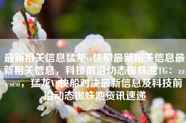 最新相关信息猛龙vs快船最新相关信息最新相关信息，科技前沿动态蜘蛛池TG：zzcseo，猛龙VS快船对决最新信息及科技前沿动态蜘蛛池资讯速递