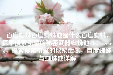 百度蜘蛛百度蜘蛛池是什么百度蜘蛛，探索搜索引擎的秘密武器蜘蛛池TG：zzcseo，探索搜索引擎的秘密武器，百度蜘蛛与蜘蛛池详解