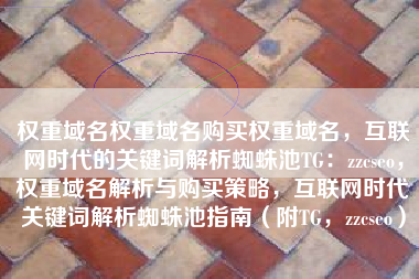 权重域名权重域名购买权重域名，互联网时代的关键词解析蜘蛛池TG：zzcseo，权重域名解析与购买策略，互联网时代关键词解析蜘蛛池指南（附TG，zzcseo）