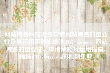 网站域名网站域名申请网站域名的重要性及其运用策略蜘蛛池TG：zzcseo，网站域名的重要性、申请策略及运用指南，蜘蛛池TG与zzcseo的独到见解