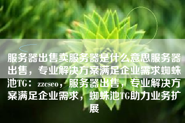 服务器出售卖服务器是什么意思服务器出售，专业解决方案满足企业需求蜘蛛池TG：zzcseo，服务器出售，专业解决方案满足企业需求，蜘蛛池TG助力业务扩展