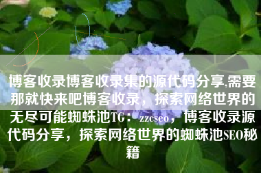 博客收录博客收录集的源代码分享,需要那就快来吧博客收录，探索网络世界的无尽可能蜘蛛池TG：zzcseo，博客收录源代码分享，探索网络世界的蜘蛛池SEO秘籍