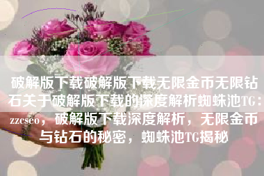 破解版下载破解版下载无限金币无限钻石关于破解版下载的深度解析蜘蛛池TG：zzcseo，破解版下载深度解析，无限金币与钻石的秘密，蜘蛛池TG揭秘