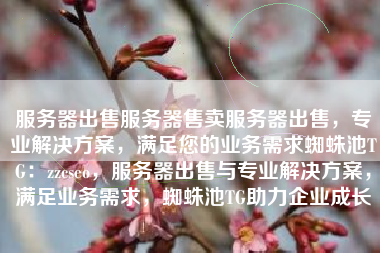 服务器出售服务器售卖服务器出售，专业解决方案，满足您的业务需求蜘蛛池TG：zzcseo，服务器出售与专业解决方案，满足业务需求，蜘蛛池TG助力企业成长