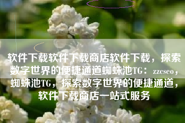 软件下载软件下载商店软件下载，探索数字世界的便捷通道蜘蛛池TG：zzcseo，蜘蛛池TG，探索数字世界的便捷通道，软件下载商店一站式服务