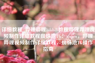 详细教程_哔哩哔哩bilibili教程哔哩哔哩视频制作详细教程蜘蛛池TG：zzcseo，哔哩哔哩视频制作详细教程，蜘蛛池TG操作指南