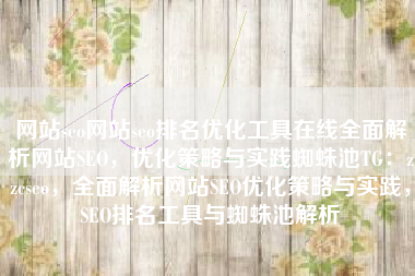 网站seo网站seo排名优化工具在线全面解析网站SEO，优化策略与实践蜘蛛池TG：zzcseo，全面解析网站SEO优化策略与实践，SEO排名工具与蜘蛛池解析