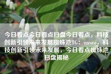 今日看点今日看点扫盘今日看点，科技创新引领未来发展蜘蛛池TG：zzcseo，科技创新引领未来发展，今日看点蜘蛛池扫盘揭秘