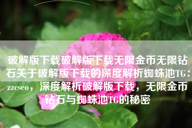 破解版下载破解版下载无限金币无限钻石关于破解版下载的深度解析蜘蛛池TG：zzcseo，深度解析破解版下载，无限金币钻石与蜘蛛池TG的秘密